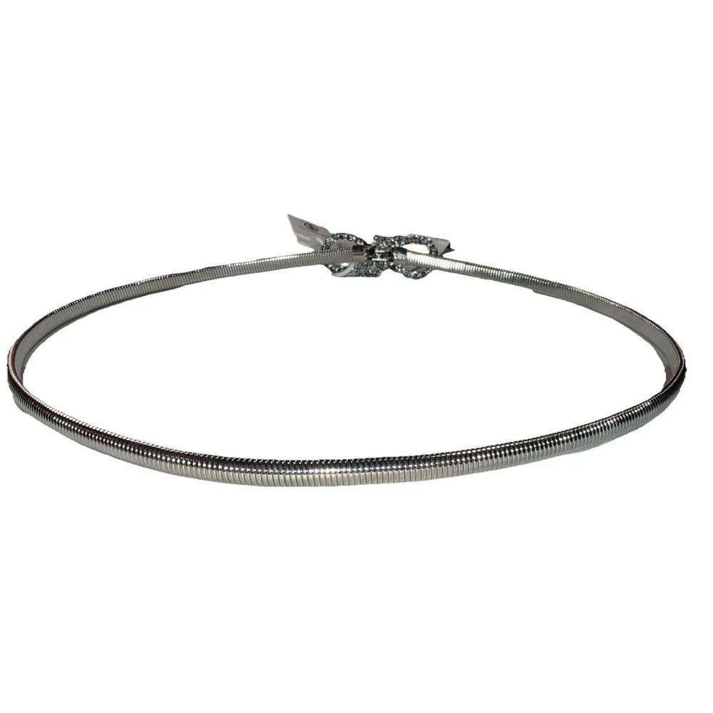 NWT GIANI BERNINI Cobra chain link women's skinny stretch belt-  L/XL-Silver ~~‎